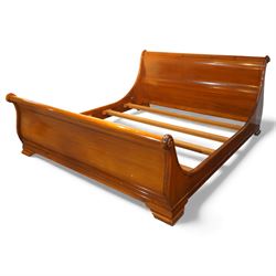 And So To Bed - ‘Manois’ 6' super king size cherry wood sleigh bedstead, swept sleigh head...