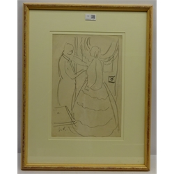  Dame Laura Knight RA (Staithes Group 1877-1970): Theatre Study, charcoal sketch initialled 36cm x 25cm Provenance: with Abbott & Holder 30 Museum St. London, label verso  DDS - Artist's resale rights may apply to this lot     