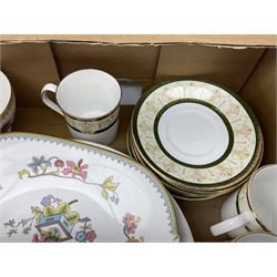 Coalport 'Persian Flower' part tea service for four, together with Elizabethan 'Cavendish' cups and saucers, Border Fine Arts dog figure, other teawares and ceramics, metalware etc in two boxes