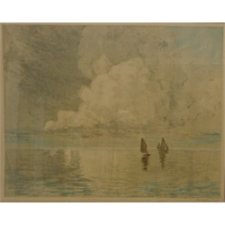  Sailing at Sea, coloured etching signed in pencil by Alexander Y. Whishaw (British 1870-1946), 'West Cowes' and 'Tor-quay', two aquatints by William Daniell, pub. 1823/5, 'The Bridesmaids', 19th century engraving, three others after Thomas Allom etc max 24cm x 31cm (9)    