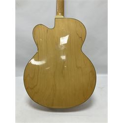 1980s Korean Antoria Jazzstar hollow body electric guitar, in blonde finish with inlaid fretboard, model no E G794, L109cm