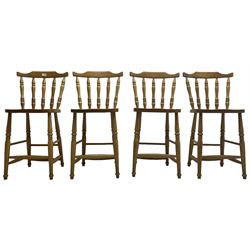 Set of four elm and beech farmhouse kitchen or dining chairs