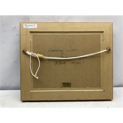 Oliver Warman RBA ROI (British 1932-2017): 'Evening' Winter Landscape, oil on board, signed and titled verso 23cm x 29cm
