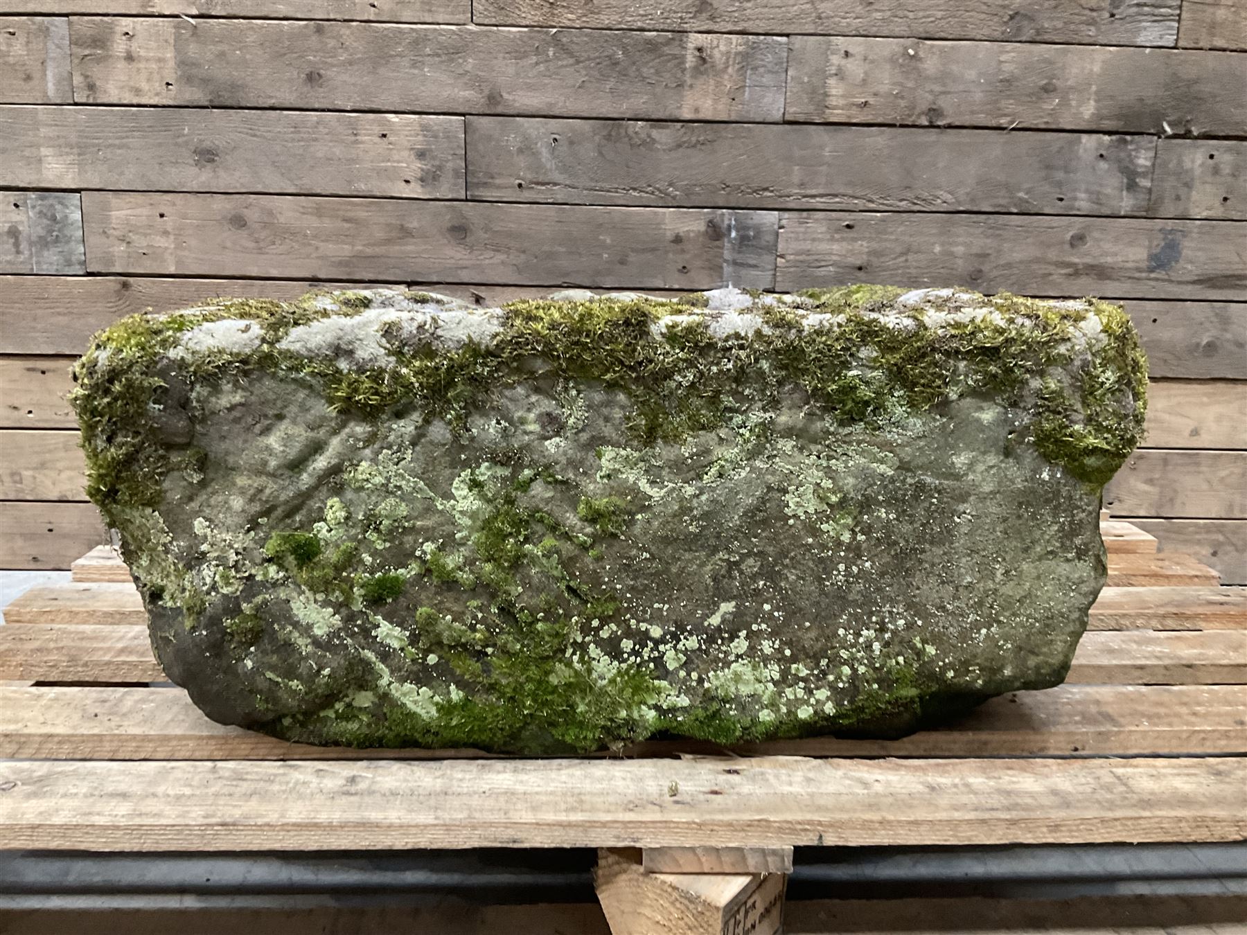 Large 19th century square weathered stone trough 