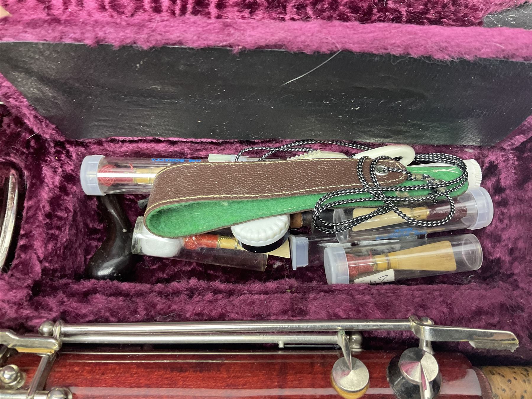 Lafleur bassoon imported by Boosey & Hawkes from Czechoslovakia, serial no.8 2600; in fitted hard carrying case with crooks and accessories
