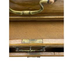 Early 20th century mahogany twin pedestal desk, the moulded rectangular top with three sectional leather insets with gilt decoration, fitted with eight drawers, on cabriole feet