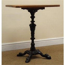  Early 20th century ornate cast iron pedestal table, black painted finish, W60cm, H70cm  