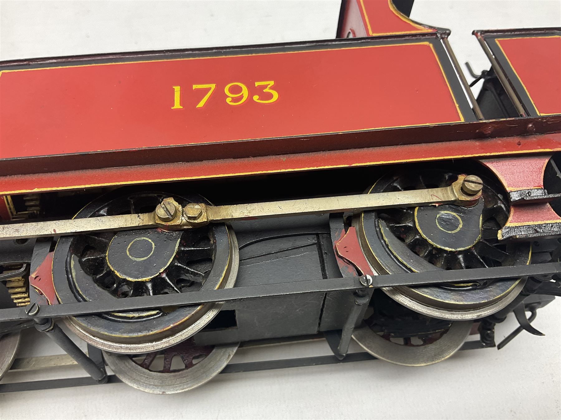 Gauge 1 - kit-built electric 0-6-0 tank locomotive No.1793 in LMS red and black livery with well detailed cab L29cm W8.5cm 