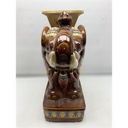 Oriental style ceramic garden seat in the form of an elephant, H55cm