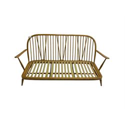 Ercol - 'Windsor' three seat settee (W175cm, H77cm); and pair ercol 'Windsor' easy armchairs (W70cm, H77cm), (no cushions, frames only)
