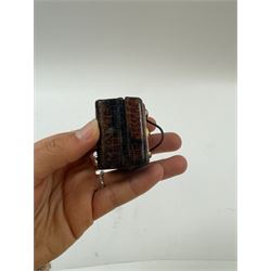 Victorian novelty inkwell, in the form of a leather Gladstone bag, H4cm