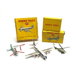Dinky - Vickers Viscount Air Liner No.706, Bristol 173 Helicopter No.715 and French Helicoptere Sikorsky S.58 No.60D, all boxed with internal packaging (3)