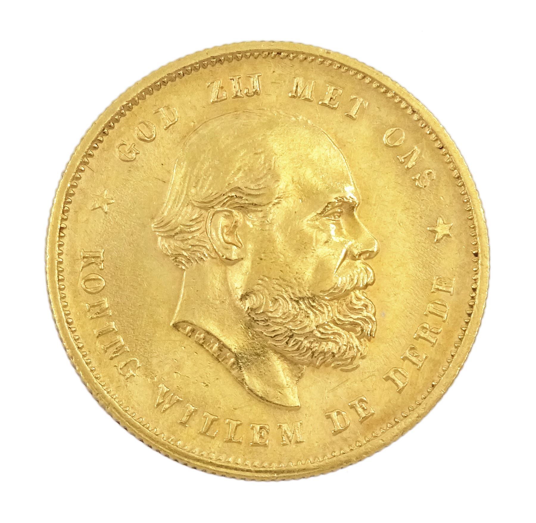 Netherlands Willem III 1876 10 gulden gold coin
