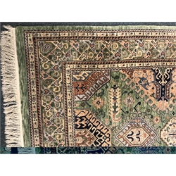 Nizam sage ground rug, repeating border, 300cm x 241cm
