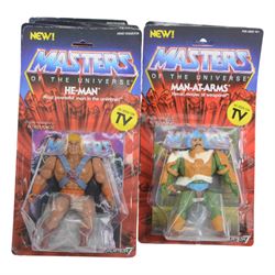 Thirteen Mattel Super7 reissue Masters of The Universe figures, comprising He-Man, Mat-At-Arms, Shadow Weaver, Hordak, Mer-Man, Prince Adam, Trap Jaw, Evil-Lyn, Orko, Skeletor, She-Ra, Beast Man and Teela, all carded