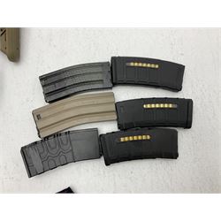 Combat Machine lithium battery powered airsoft BB rifle, 'Complete AEG Series' to fire 5mm pellets, with adjustable length stock L69cm non-extended; with six magazines, Trijicon ACOG red dot telescopic sight, battery charger etc (NO BATTERIES)