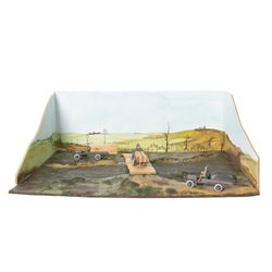 Ernst Plank; Pontoon diorama, with three wagons, pontoon boats, wooden planks and joints w...