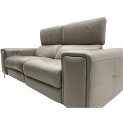 Franco Ferri Italia Carter power reclining two seat sofa, upholstered in Tosca grey leather