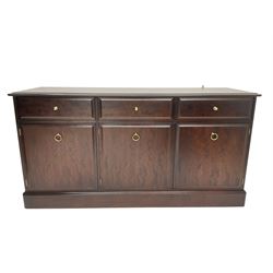 Stag Minstrel - mahogany sideboard, rectangular top over three drawers and three cupboards, on plinth base