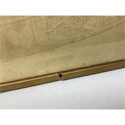 After Henry Scott: 'The Great Race from China to London' colour print together with large print diagram of a trawler, two other marine prints and a print of a WWII Halifax unit max 68cm x 108cm (5)