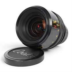 Cooke Mini S4/i 25mm T2.8 prime lens with PL mount, serial no. 8025-0714, with front and b...