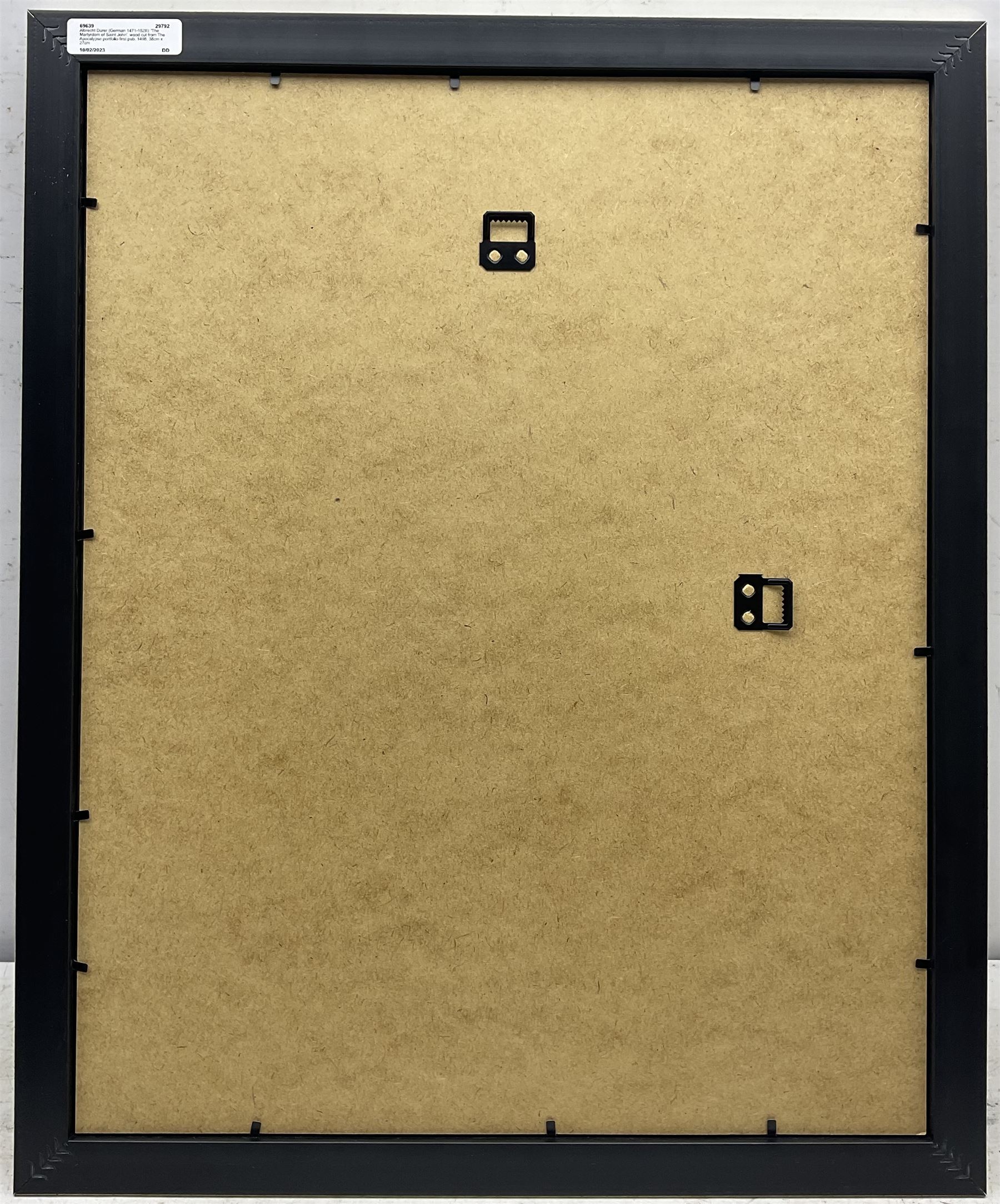 Albrecht Dürer (German 1471-1528): 'The Martyrdom of Saint John', wood cut from The Apocalypse portfolio first pub. 1498, 38cm x 27cm