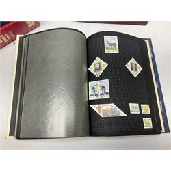 Stamps including Ilse of Man, Guernsey, Jersey and Great British first day covers, some with special postmarks, various air mail items etc, housed in fifteen albums / folders, in one box