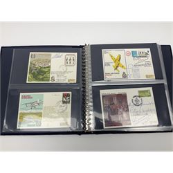 First Day Covers - approx. one hundred flying related and other military FDCs 1970s-2000s, mainly WW2 interest and bearing signatures; British, Channel Islands, Continental, Australia etc; signatures include Vera Lynn, J.H. Lacey, 'Johnnie' Johnson, Barnes Wallis, Bill Reid VC, various other gallantry medal winners, Dam Busters, Battle of Britain, Terence Otway, Leonard Cheshire, Stanford Tuck etc; loose and in a Benham album