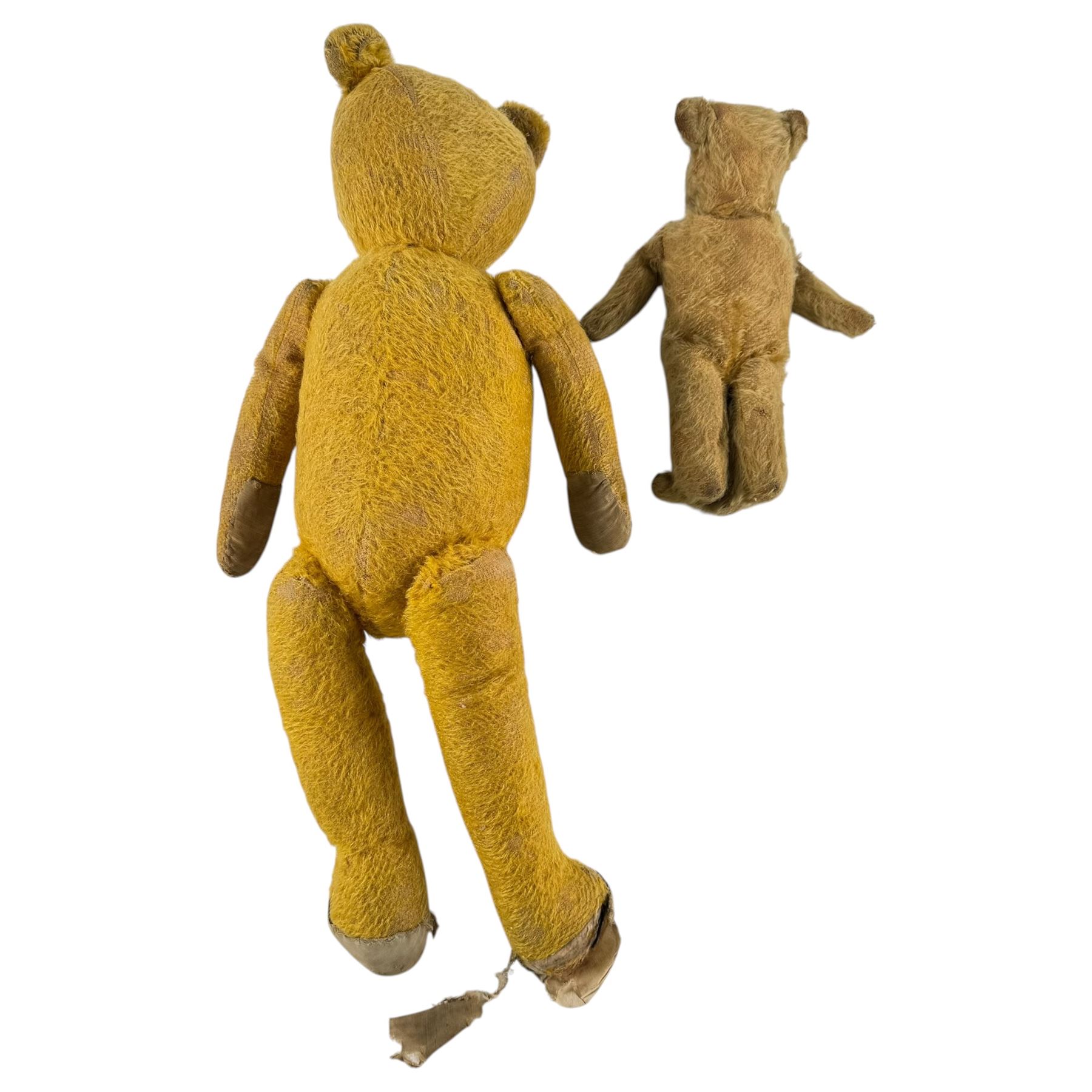 Two early 20th century straw-filled teddy bears
