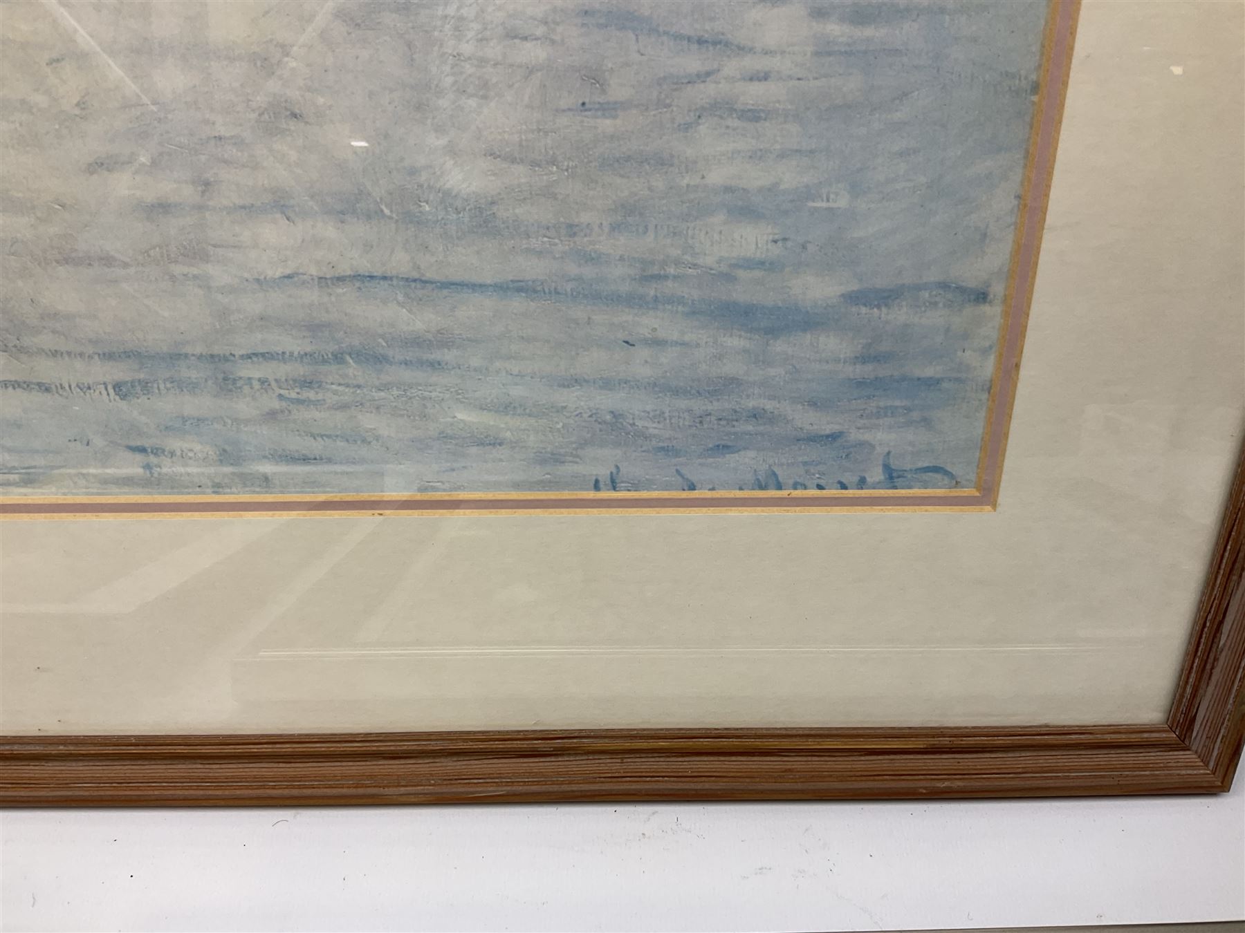 After Claude Monet (French 1840 - 1926): 'San Giorgio Maggiore', colour print; After Adolf Sehring (American 1930-): Summer Daydream, textured print; after John Trickett (British 1952-): Spaniel Puppy, colour print signed together with two needleworks (5)