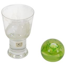 Caithness goblet Landing of Pilgrim Fathers, limited edition 4/12, together with three Caithness paperweights, all with original boxes 