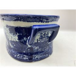 Blue and white twin handled ironstone footbath, with transfer printed decoration, L42cm
