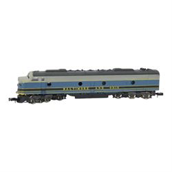 Collection of N gauge model railway locomotives and rolling stock, comprising Atlas, Roundhouse, Life Like and Bachmann examples, including Bachmann no.46612 Crane & Boom, Atlas no. 2102 EMD E8 diesel locomotive, Life-Like no. 7843 GP38 Union Pacific engine and Atlas no. 42042 RS3 Norfolk & Western locomotive, all boxed 