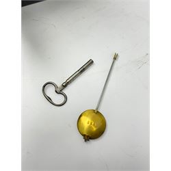 Victorian black slate mantel clock timepiece, the case with engraved and gilt decoration and inlaid with malachite, circular enamel Roman dial, single train driven movement