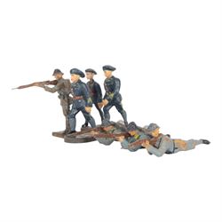 Elastolin Seven French Soldiers 7cm, comprising three Chasseurs and four WWI French Infantrymen
