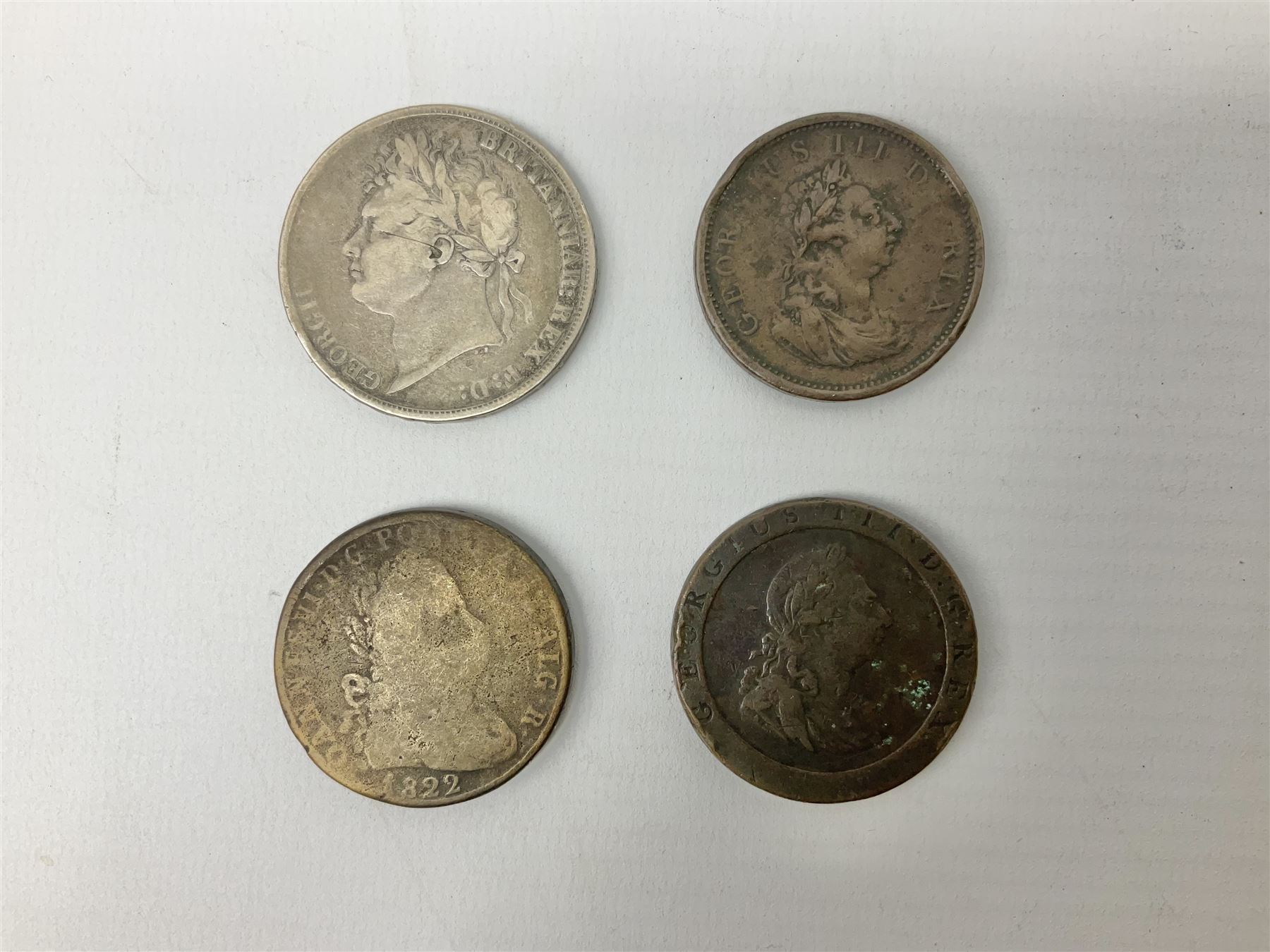 Great British and World coins, including George IIII 1821 crown, Queen Victoria 1887 shilling, various silver threepence pieces, George III 1805 Irish penny, pre-Euro coinage etc