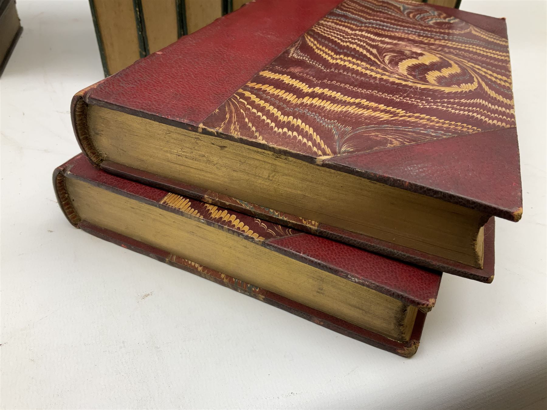 Histoire De Saint Bernard Et De Son Siecle par Le R.P. Marie-Theodore Ratisbonne. 1864 Paris. Two volumes; Nouveau Commentaire Litteral, Critique Et Theologique. 1854 Paris. Nine volumes; and Oeuvres De M. Audin. 1845/7 Paris. Eight volumes. All with leather bindings (19)