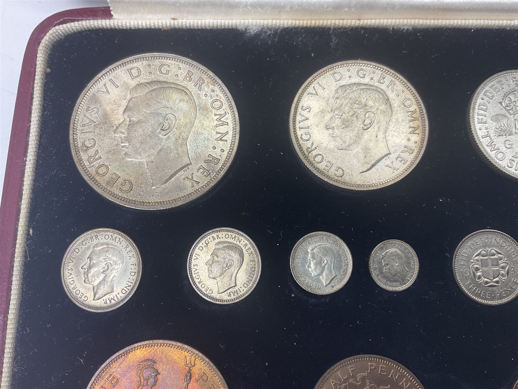 King George VI 1937 specimen coin set, farthing to crown including maundy coinage, in dated case