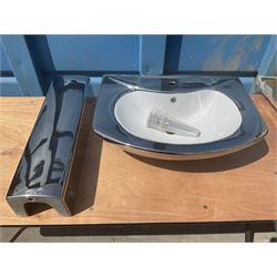 Chrome and white glazed sink with pop up chrome drain - THIS LOT IS TO BE COLLECTED BY APPOINTMENT FROM DUGGLEBY STORAGE, GREAT HILL, EASTFIELD, SCARBOROUGH, YO11 3TX