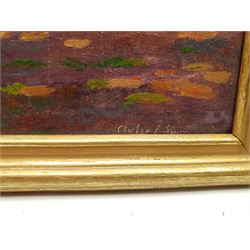 Harry Edmunds Crute (British 1888-1975): Cornish Beach Scene, oil on board signed 15cm x 19cm, together with two similar oils one signed Smith, inscribed verso 14cm x 19cm (3)