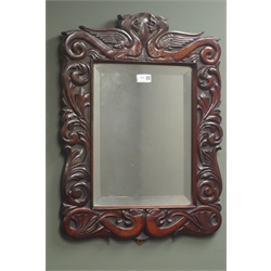  Victorian carved mahogany bevel edge mirror, W48cm, H63cm  