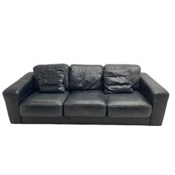 David Paine - 'Tennyson' three seat sofa, upholstered in soft black leather