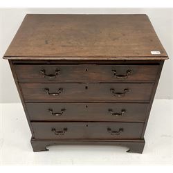 Small Georgian mahogany chest, single slide above four graduating drawers, shaped bracket supports