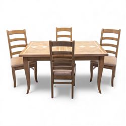 Barker and Stonehouse Flag Stone extending dining table and four matching chairs, the rect...