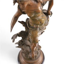 After Moreau, pair of spelter figures Les Bles and Nid de Mesanges