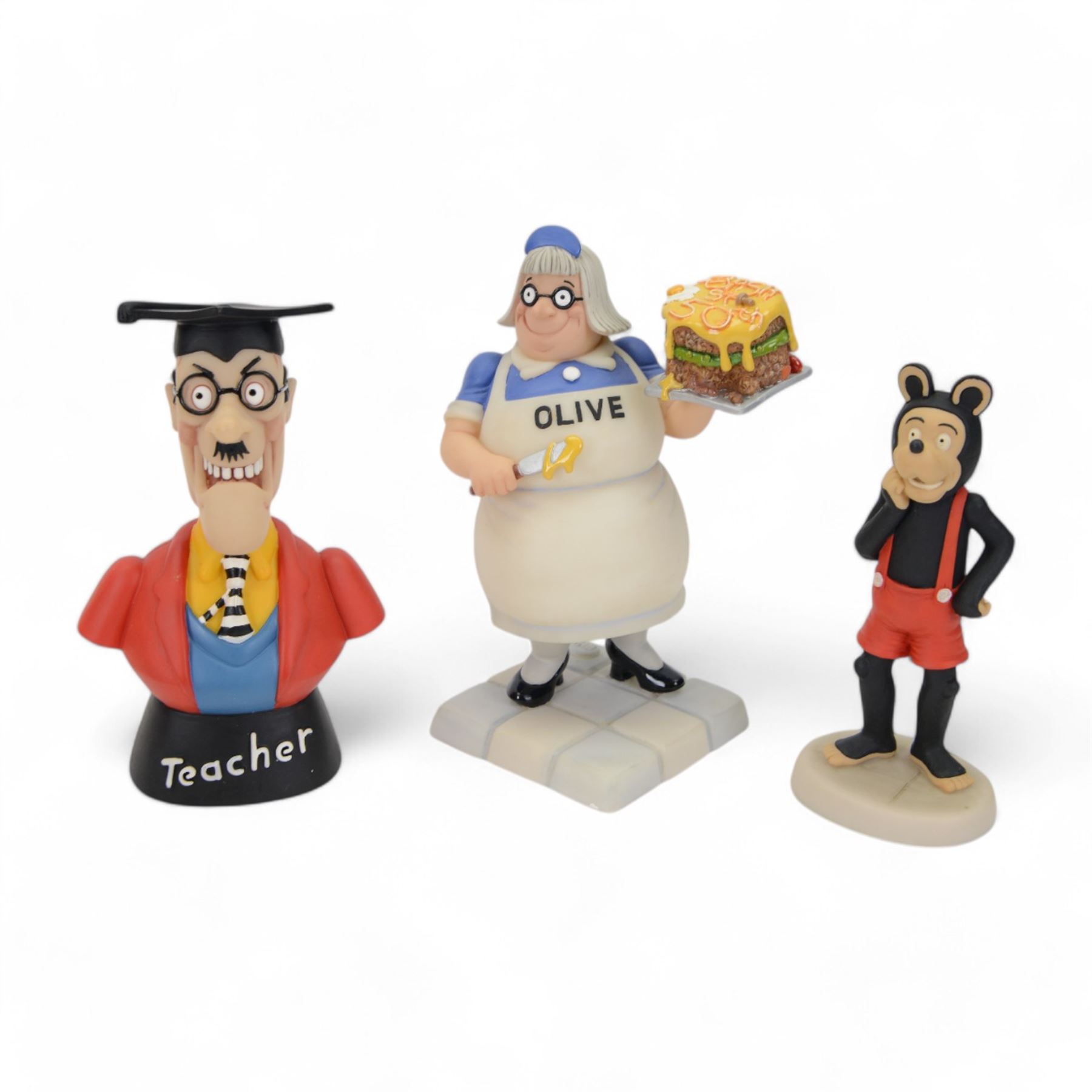 Sixteen Robert Harrop Beano Dandy Collection figures, Teacher, Roger the Dodger, Chester, Olive etc, all with original boxes 