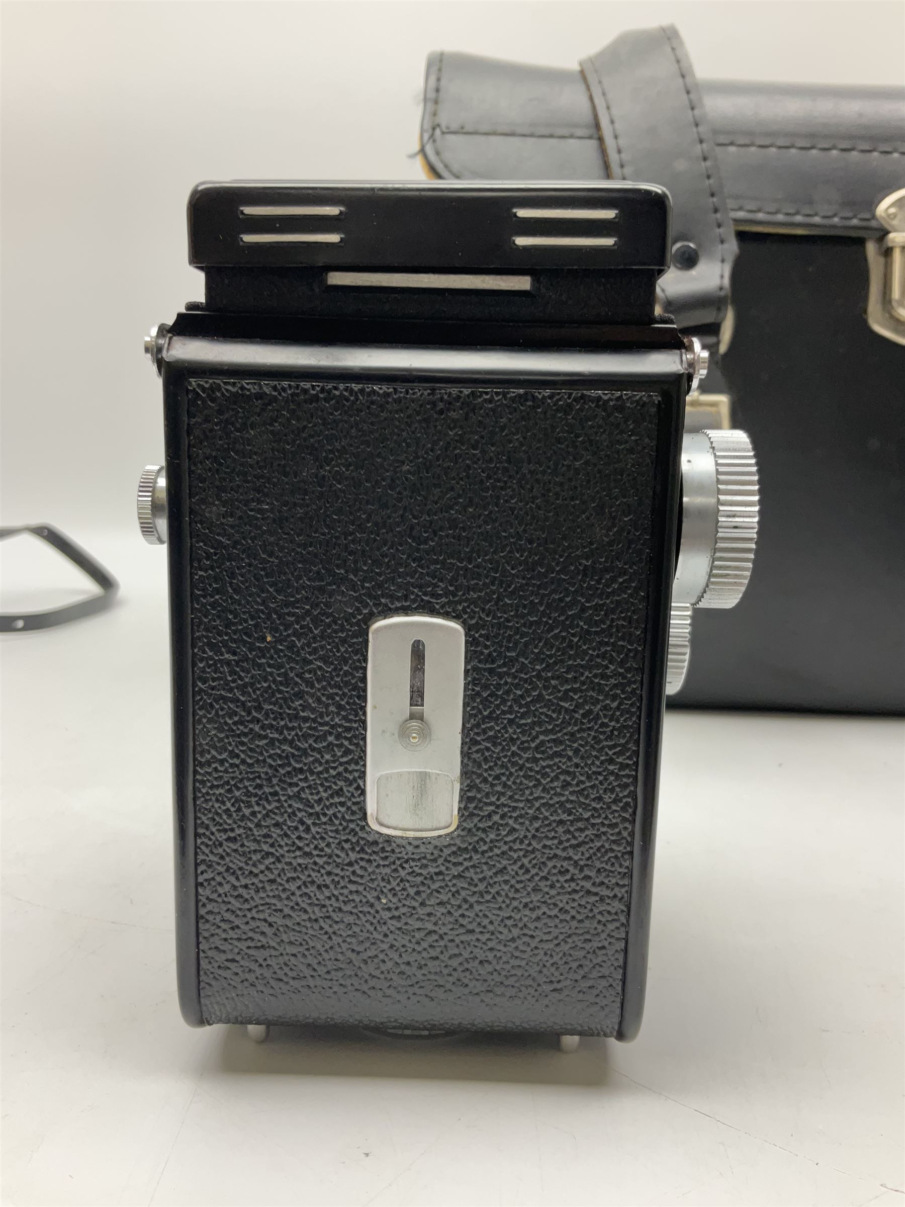 Yashica-A camera body, serial no. A4080073, with 'Yashikor 1:3.5 f=80mm' lens, serial no. 209272 and 'Yashikor 1:3.5f=80mm' lens, serial no 22942, together with Yashica TL-Electro camera body, serial no. 5054162 with 'Yashinon-DS 50mm 1:1.9  40056038