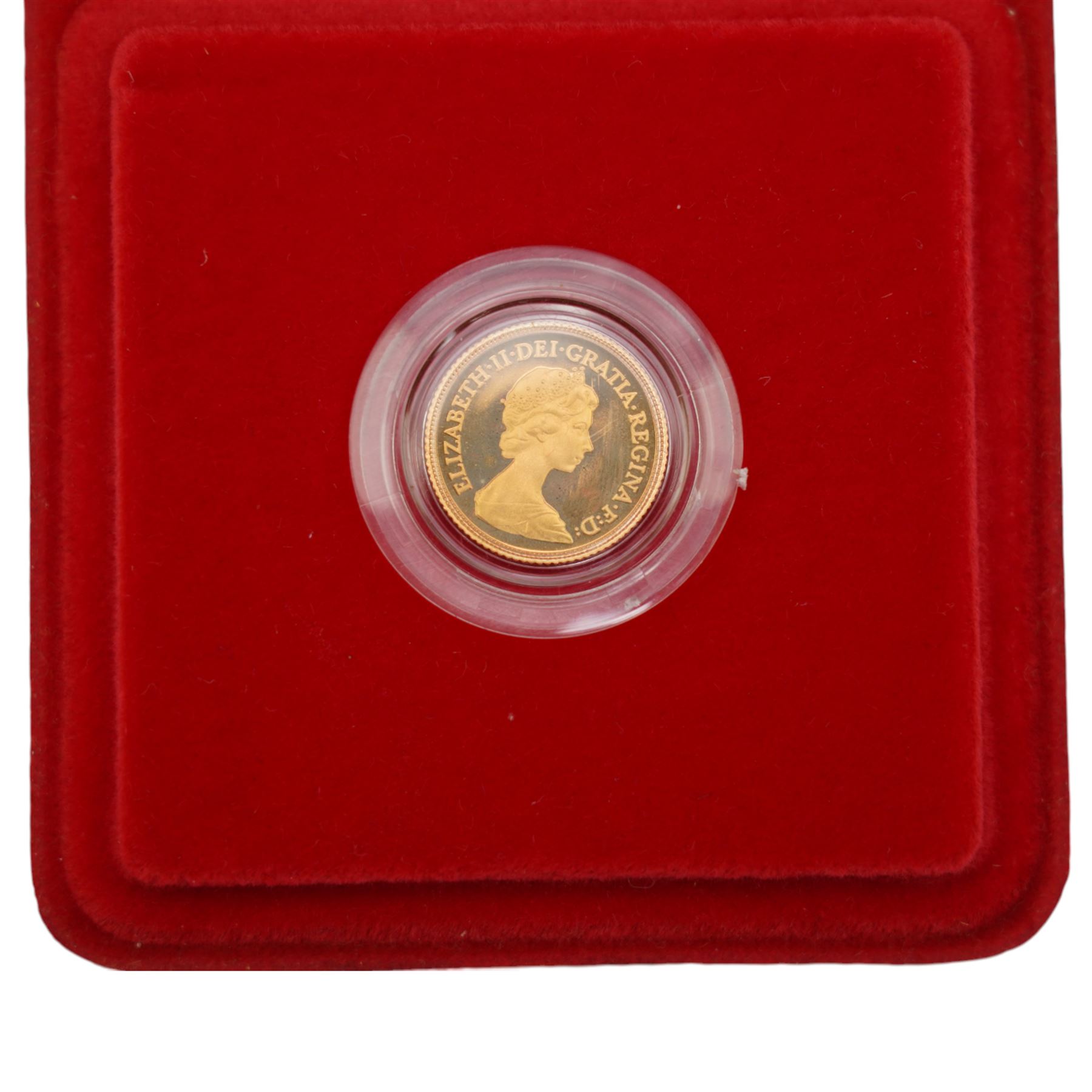 Queen Elizabeth II 1980 gold proof half sovereign coin, cased with certificate