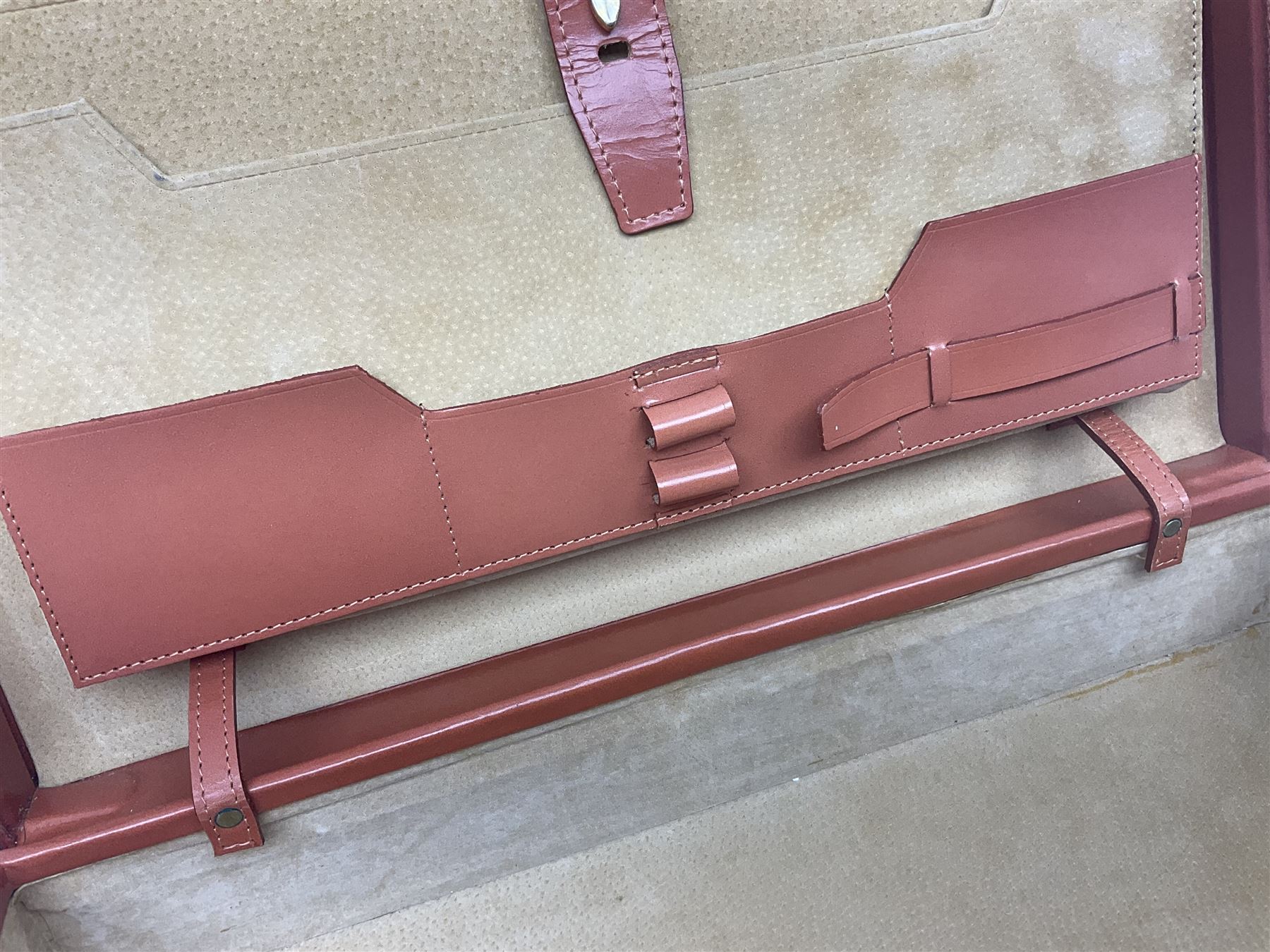 Papworth of Cambridge  leather attaché case, with brass fittings, with internal stationary compartments, H34cm, L47cm 