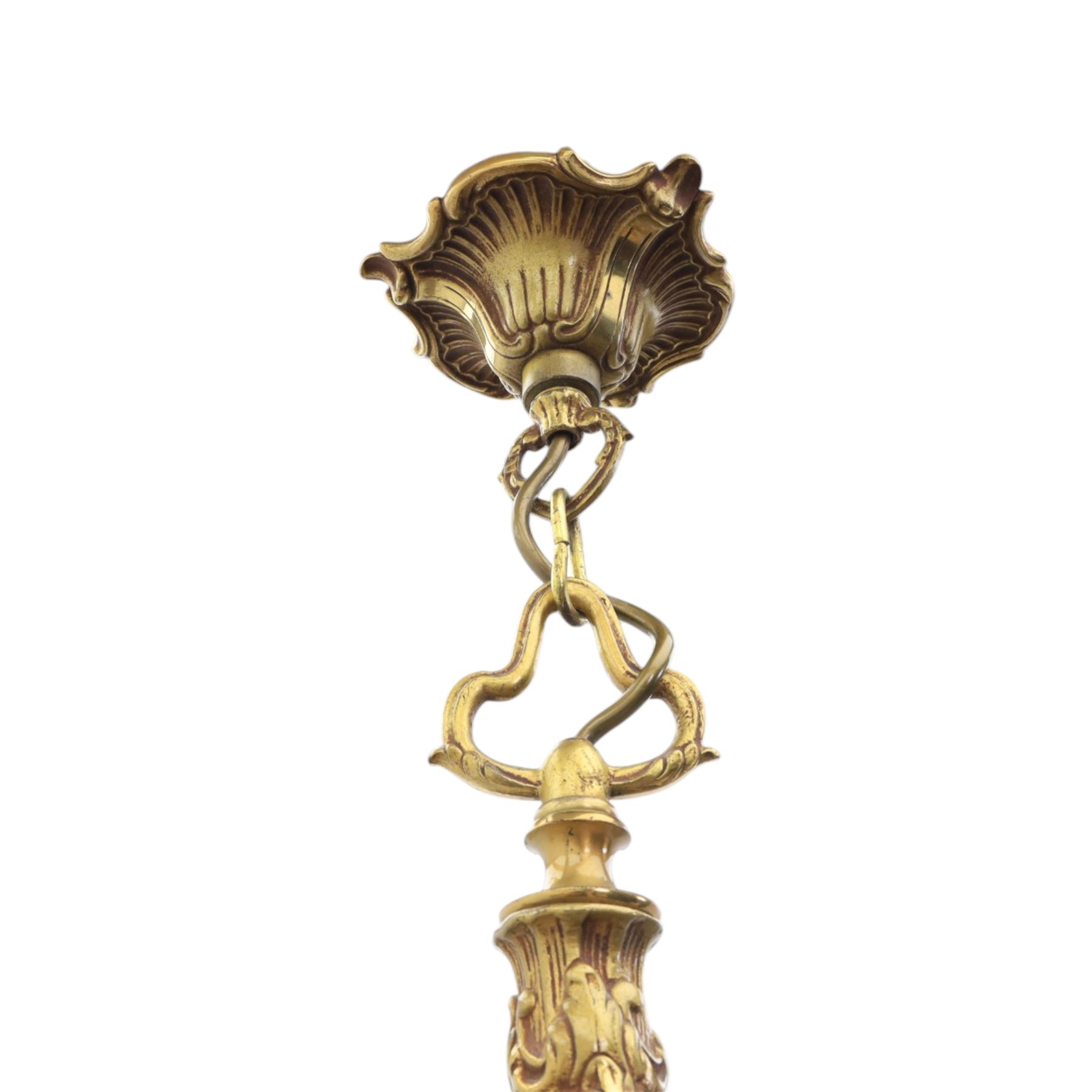 Early 20th century Rococo Revival gilt bronze six branch chandelier
